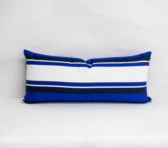Indoor/Outdoor Ralph Lauren Sunbrella Dock Landing Stripe Marine - 24x12 Horizontal Stripes Throw Pillow