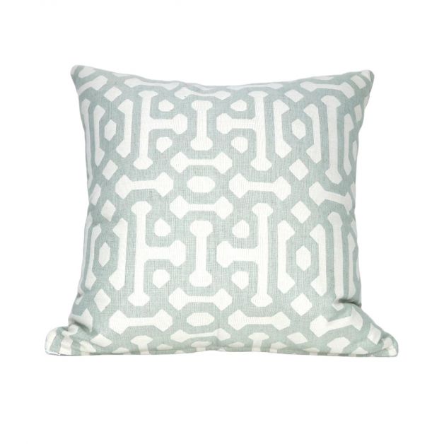 Indoor/Outdoor Sunbrella Fretwork Mist - 20x20 Throw Pillow