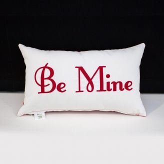 Sunbrella Monogrammed Holiday Pillow- 20x12 - Valentines - Be Mine - Red on White with Red Back