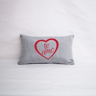 Sunbrella Monogrammed Holiday Pillow- 20x12 - Valentines - Te Amo - Red on Grey