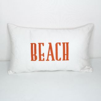 Sunbrella Monogrammed Pillow- 20x12 - Beach - Orange on White