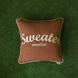 Sunbrella Monogrammed Pillow- 20x20 - Sweater Weather - Beige on Brown with Beige Welt