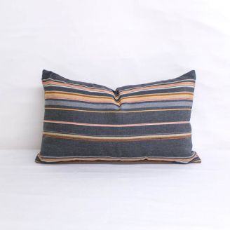 Indoor/Outdoor Sunbrella Stanton Greystone - 20x12 Horizontal Stripes Throw Pillow