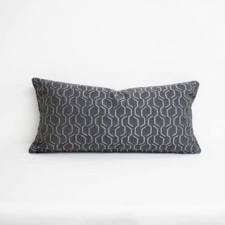 Indoor/Outdoor Sunbrella Adaptation Stone (Dark Side) - 24x12 Throw Pillow