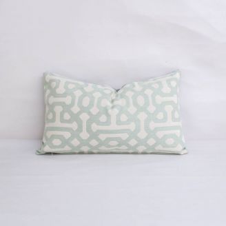 Indoor/Outdoor Sunbrella Fretwork Mist - 20x12 Throw Pillow