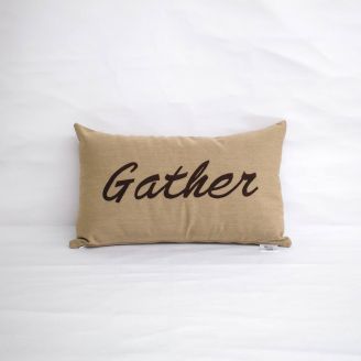 Sunbrella Monogrammed Holiday Pillow- 20x12 - Thanksgiving - Gather - Brown on Beige
