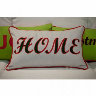 Sunbrella Monogrammed Holiday Pillow- 20x12 - Christmas - HOME - Red / Dark Green on Grey with Red back and welt