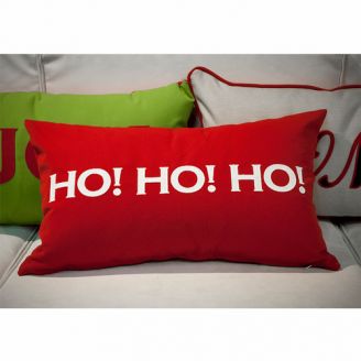 Sunbrella Monogrammed Holiday Pillow- 20x12 - HO HO HO - White on Red