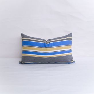 Indoor/Outdoor Robert Allen Sunbrella Boca Linda Blue Tide - 20x12 Horizontal Stripes Throw Pillow