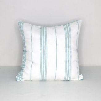Indoor Patio Lane Caribbean Blue Stripe - 18x18 Throw Pillow