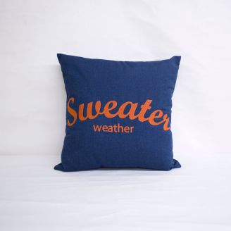 Sunbrella Monogrammed Pillow- 20x20 - Sweater Weather - Orange on Blue
