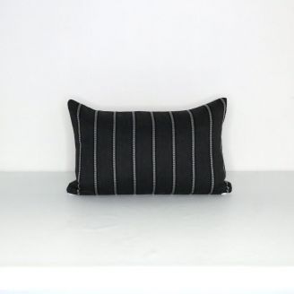 Indoor/Outdoor Fabricut Sunbrella Pier Stripe Black Rock - 20x12 Vertical Stripes Throw Pillow