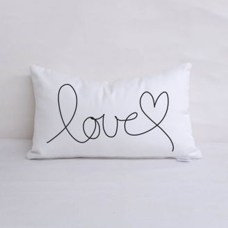 Sunbrella Monogrammed Holiday Pillow- 20x12 - Valentines - Love - Black on White