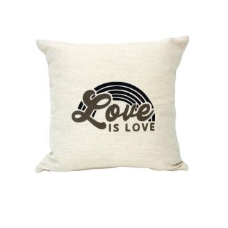 Indoor Monogrammed Pillow - 18x18 - Love is Love - Brown on Beige