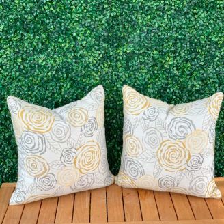 Pair of 2 Indoor/Outdoor Sunbrella Garden Maize - 18x18 Throw Pillows