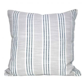 Indoor/Outdoor Thibaut Southport Stripe Sterling and Cobalt - 18x18 Throw Pillow