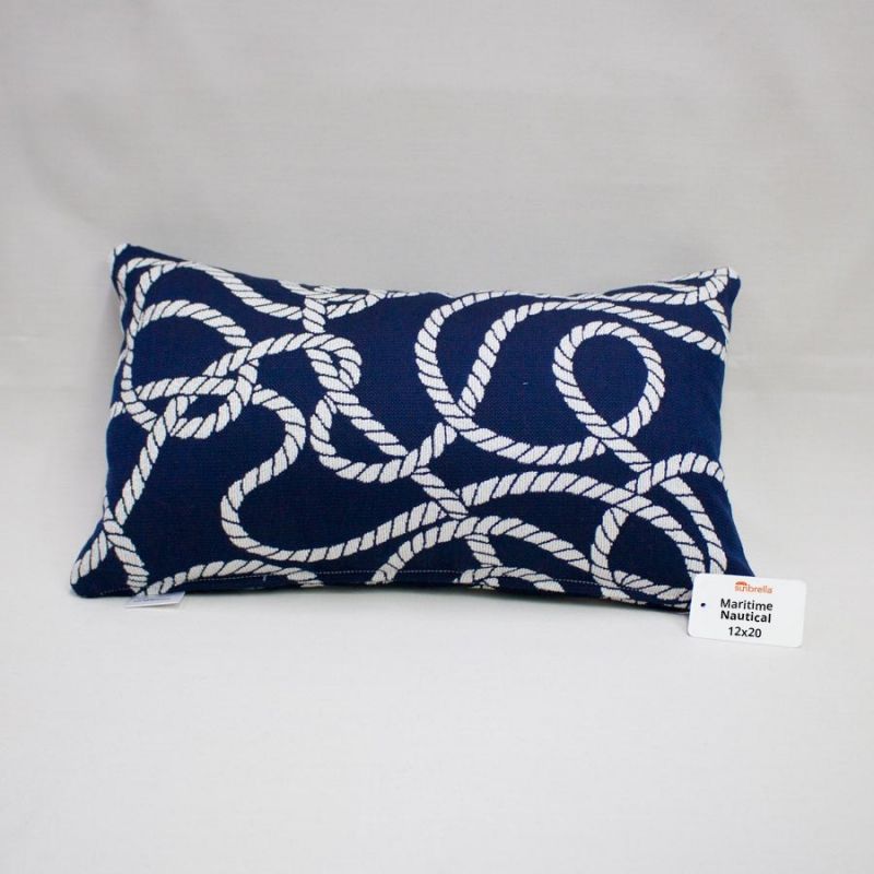 Indoor/Outdoor Sunbrella Maritime Nautical 20x12 Throw Pillow